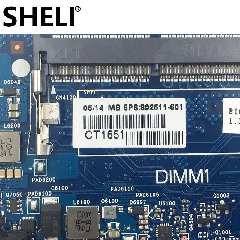 SHELI для HP 802511-001 802511-501 802511-601 материнская плата ELITEBOOK 840 G1 ноутбука I5-4300U CPU 6050A2560201-MB-A03