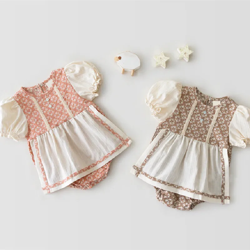 Одежда для малышей в сельской местности цветочные новорожденных ползунки