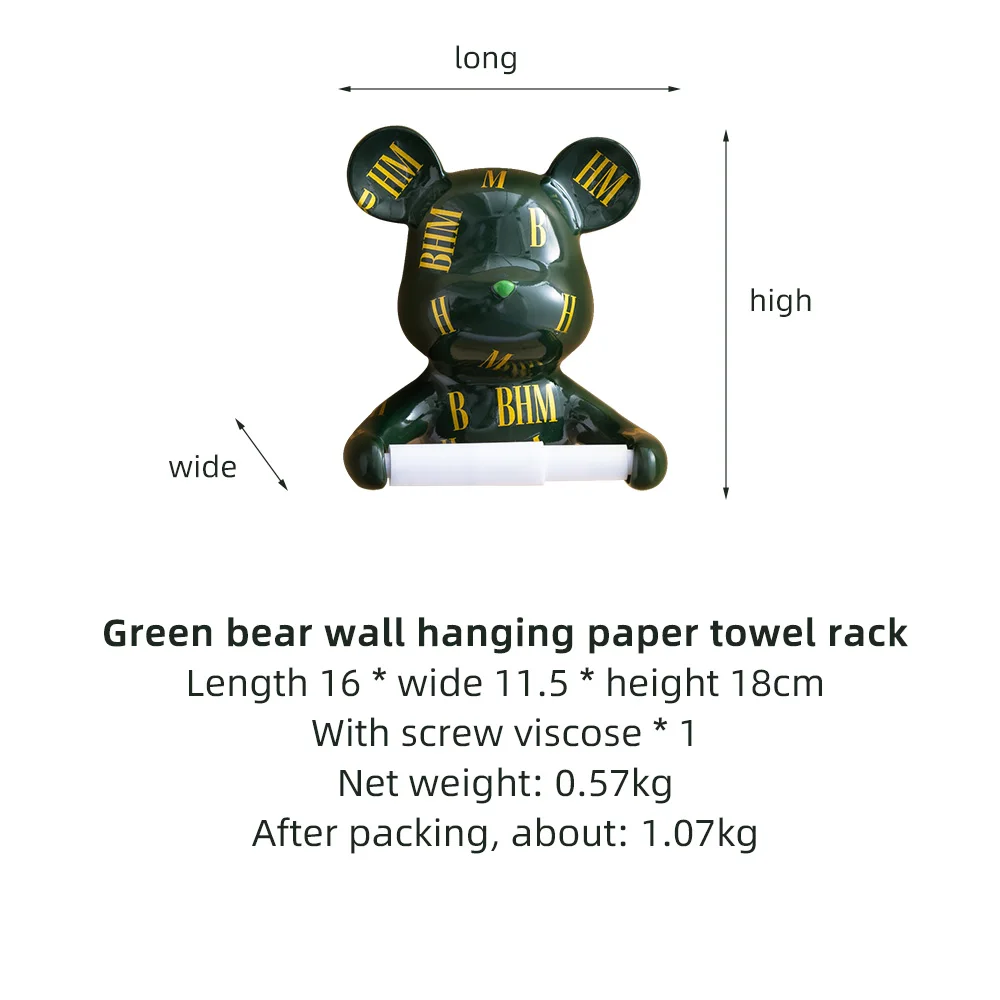 

Abstract Bear Tissue Holder Wall Decor Resin Animal Model Bathroom Home Decor Accessories Nordic Style Fashion Ornament Gifts