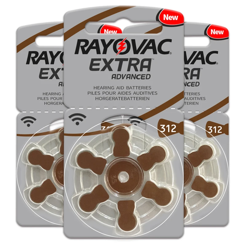 Аккумуляторы для слухового аппарата 30 шт./5 карт RAYOVAC EXTRA-A312/312/PR41 цинковые