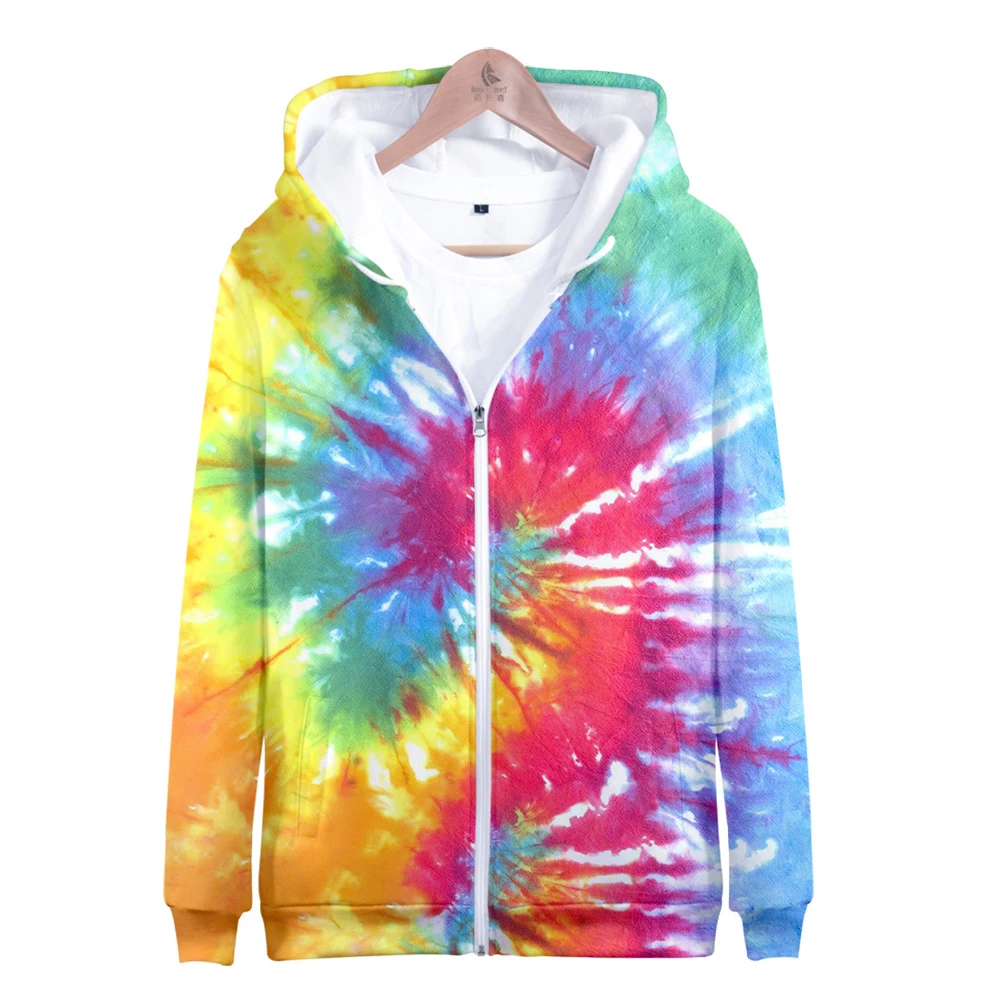 

Tie Dye 3D Printed Zipper Hoodies Women/Men Casual Hooded Sweatshirt Hot Sale 2019 Trendy Streetwear Clothes