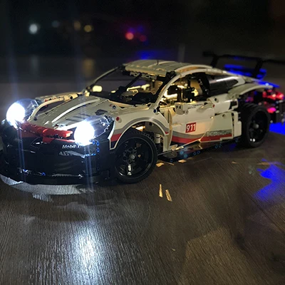 DHL lepinblocks 20086 20087 20001 Technic Race Car Building Blocks Bricks 42083 42056 Christmas Gift Bugatti car Chiron - Цвет: RSR with LED