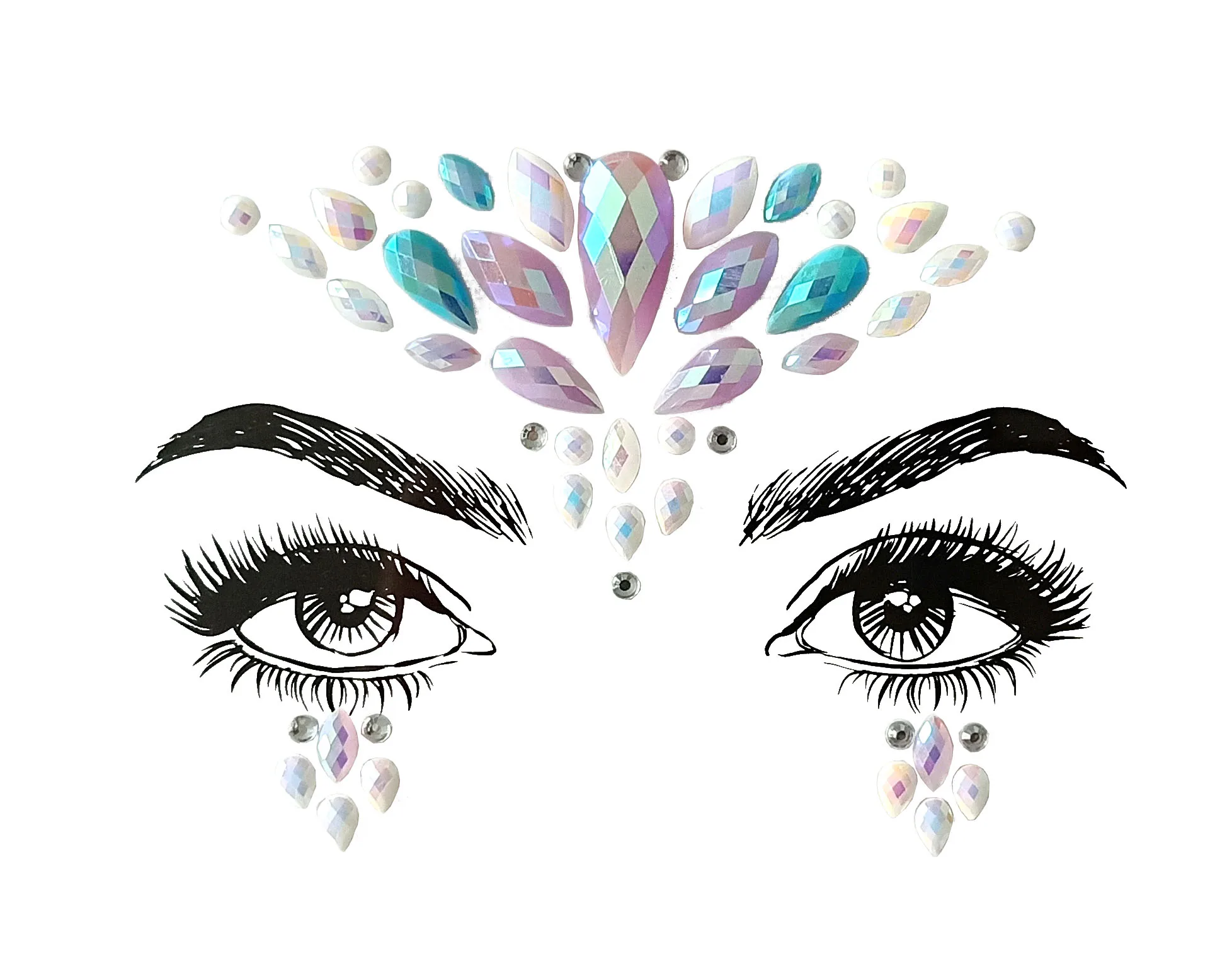 1 компл. Фестиваль Стразы Русалка лицо драгоценность тату-слезы драгоценные