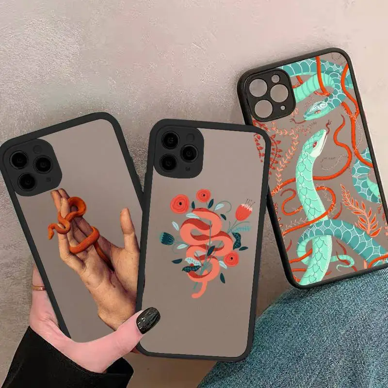 

Hand Snake Phone Case matte transparent black For iPhone 7 8 x xs xr 11 12 pro plus mini max Clear Funda
