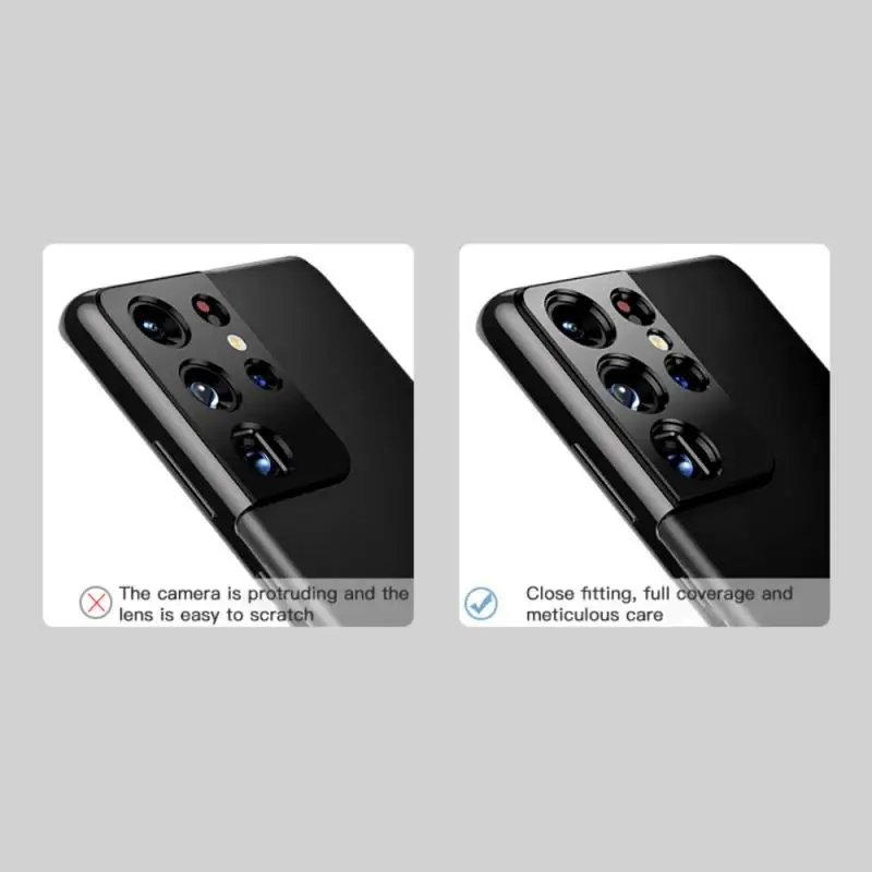 

1PC Lens Protection Case Double Protection Non-glass Material For Samsung Galaxy S21 Ultra Metal Ring Cover Camera Len Protector