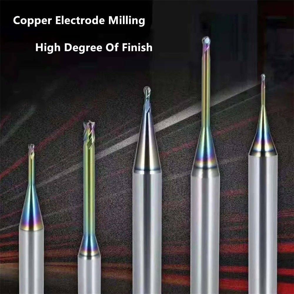Медный электрод HRC60 Фрезерный резак миниатюрная ребристая угловая Концевая