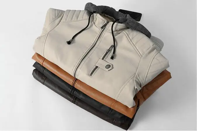 Winter Men Leather Coats Warm Thick Velvet Windbreaker Bomber Jackets Men's Hooded Plus Fleece Loose PU Jacket | Мужская одежда