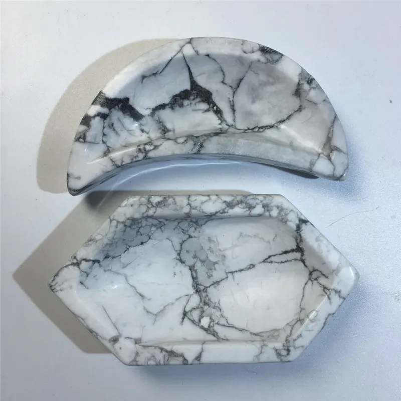 Натуральная резная чаша Howlite в форме сердца исцеляющая Хрустальная тарелка Луны