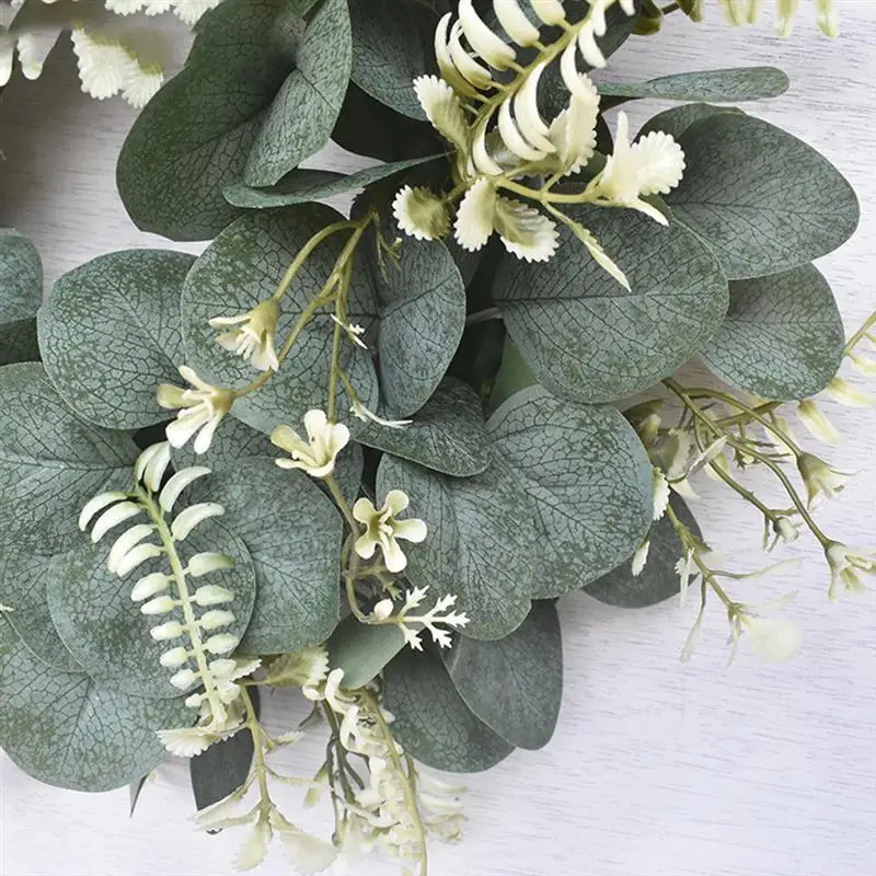 

Wreath Artificial Green Eucalyptus Leaves Holiday Festival Door Hanging Garland Party Decoration For Door Wall Window Decor