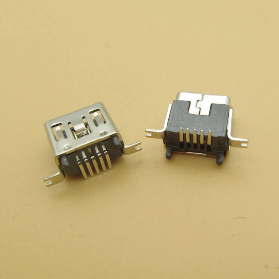100 шт. мини usb Тип B Женский 5 Pin DIP Вертикальная ножка PCB 180 градусов разъем V3 Micro USB