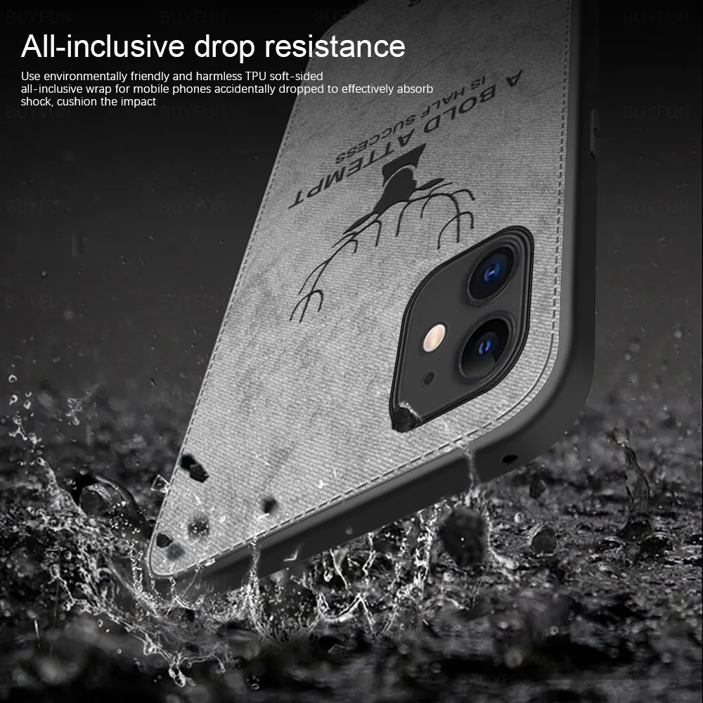 luxury retro deer cloth texture phone case on for iphone 12 iphone12 mini pro max ultra thin soft tpu fabric cover leather cases free global shipping