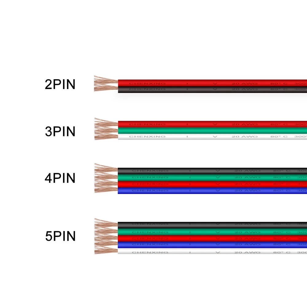 Электрические провода 10 м 2pin 3pin 4pin 5pin WS2812B Разъем светодиодного кабеля 22AWG 20AWG 18AWG