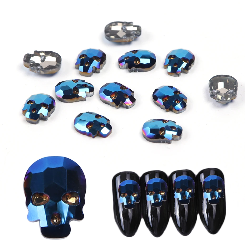 10 шт черепа кости Стразы 3D дизайн ногтей Хэллоуин украшения с плоской задней