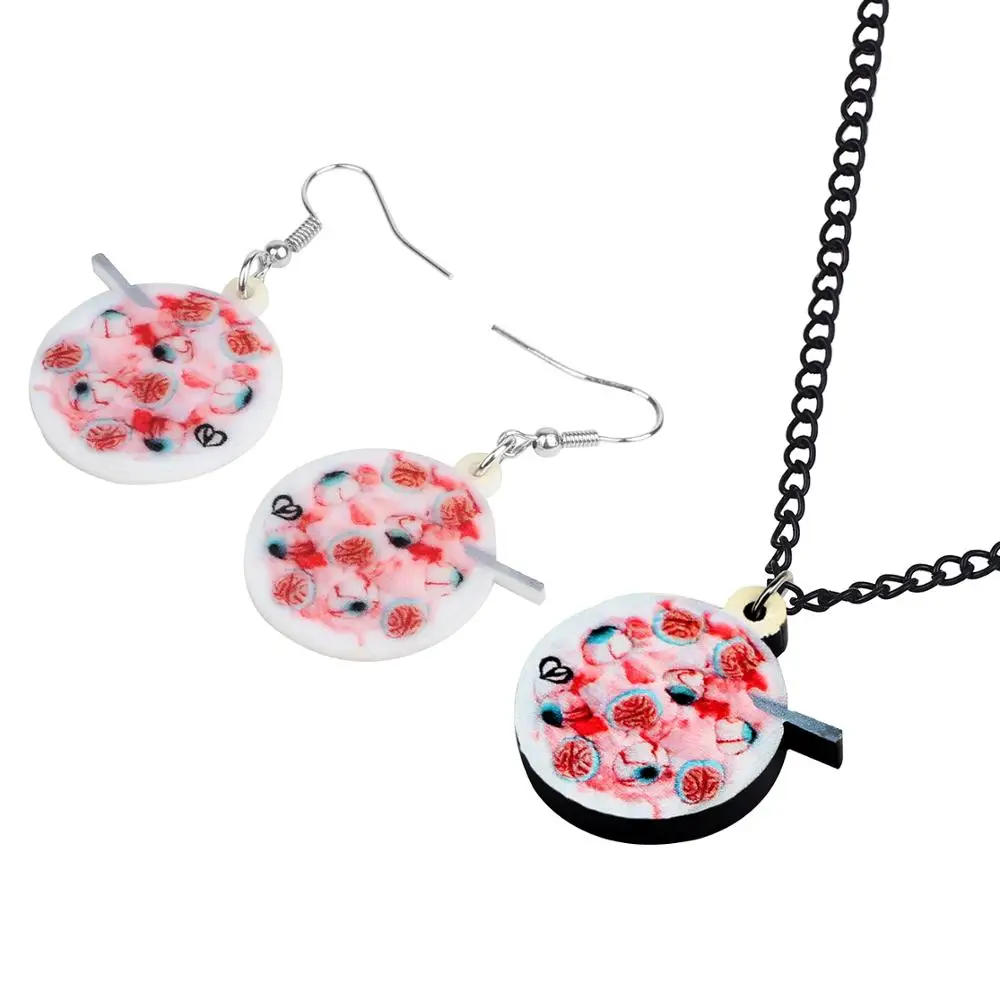 Акриловые украшения Bonsny для Хэллоуина ожерелье в виде глазного яблока крови