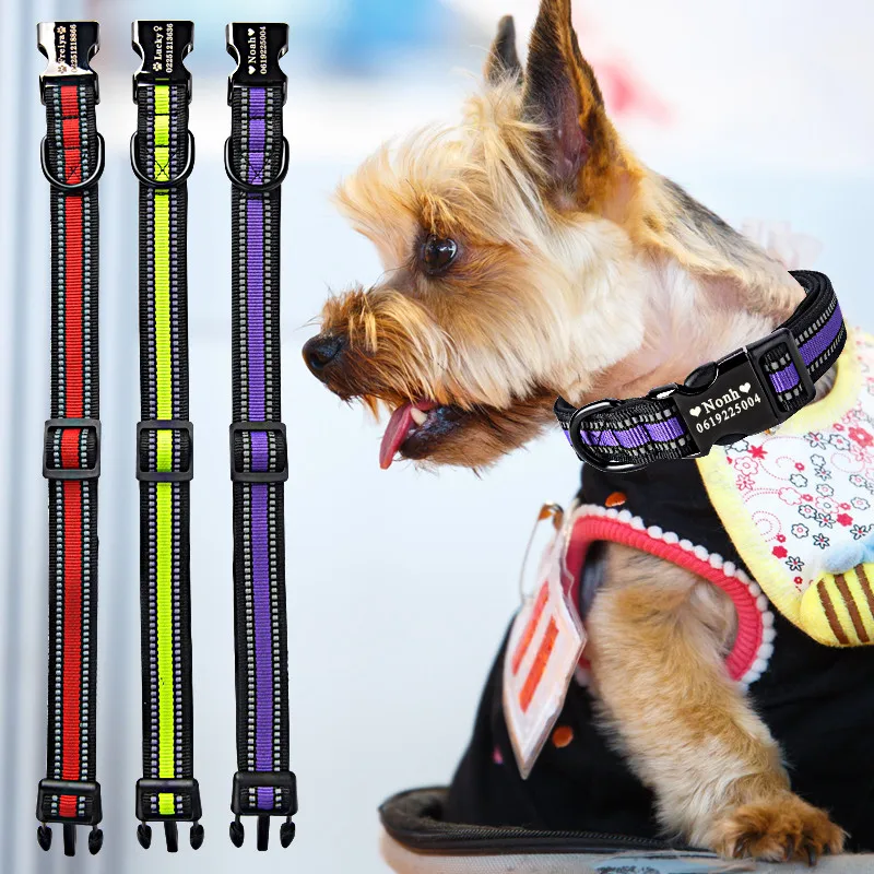 Имя собаки ошейники для собак Светоотражающие Безопасность собачьих ошейников