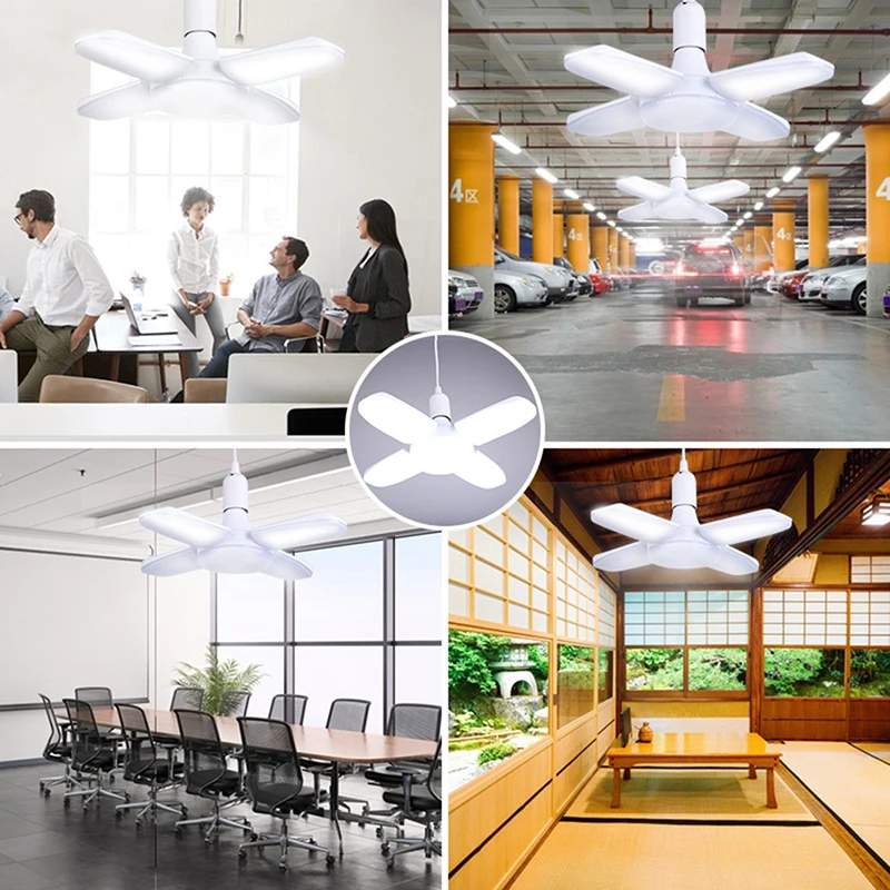 

E27 LED Garage Light Bulb Deformable Ceiling Fixture Lights Workshop Shop Lamps