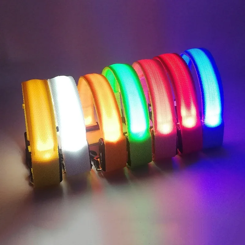 Нейлоновый светодиодный ошейник для собак ночная безопасность светится в