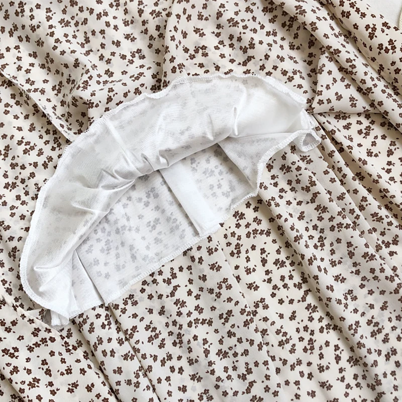 

LY VAREY LIN Spring Summer New Women Sweet Floral Print High Waist Chiffon Skirts Female Casual Elastic Waist A-line Skirts