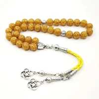 resin tesbih gold foil inside beads turkey fashion bracelet yellow tassels luxury gift man misbaha muslim rosary