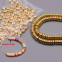 wholesale 6mm hematite stone flat round spacer beads gold color loose spacer beads for jewelry making fit diy bracelet