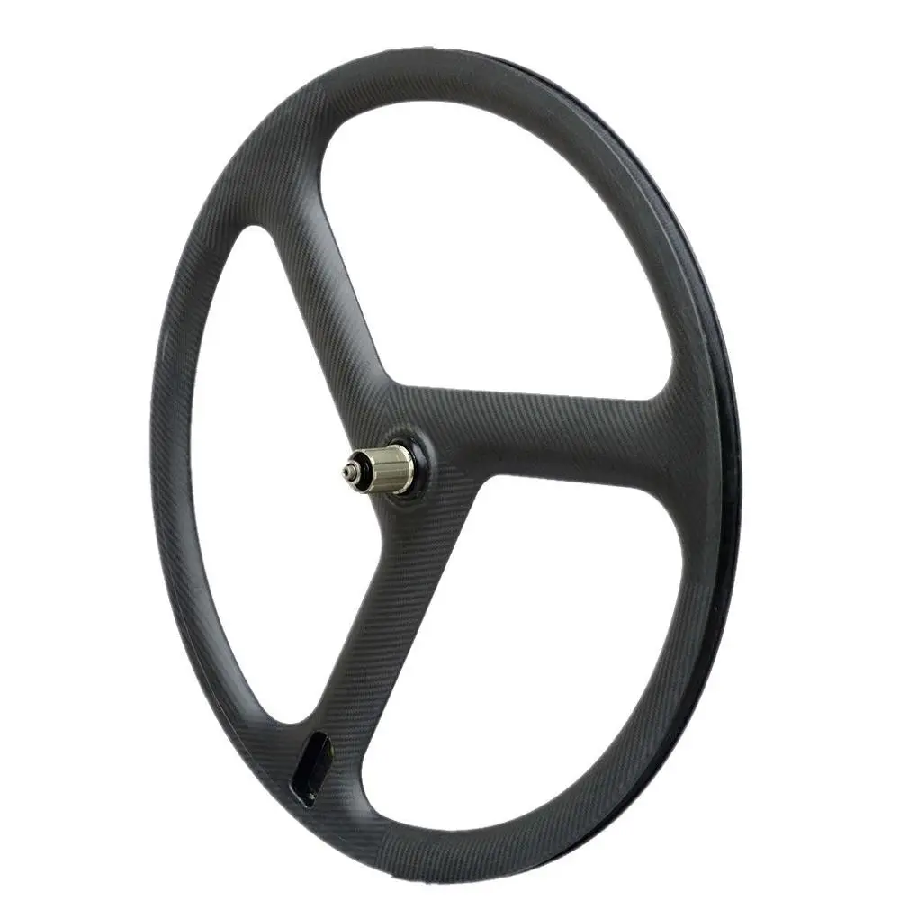 Online 700C Volle Carbon Räder 23mm Breite 40mm Tiefe Klammer/Rohr Tri Speichen Für Track/Rennrad Laufradsatz 3k Twill Glossy Finish