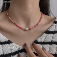 strawberry stone baroque pearl beaded necklace sweet cool girly temperament pearl clavicle chain neck necklace