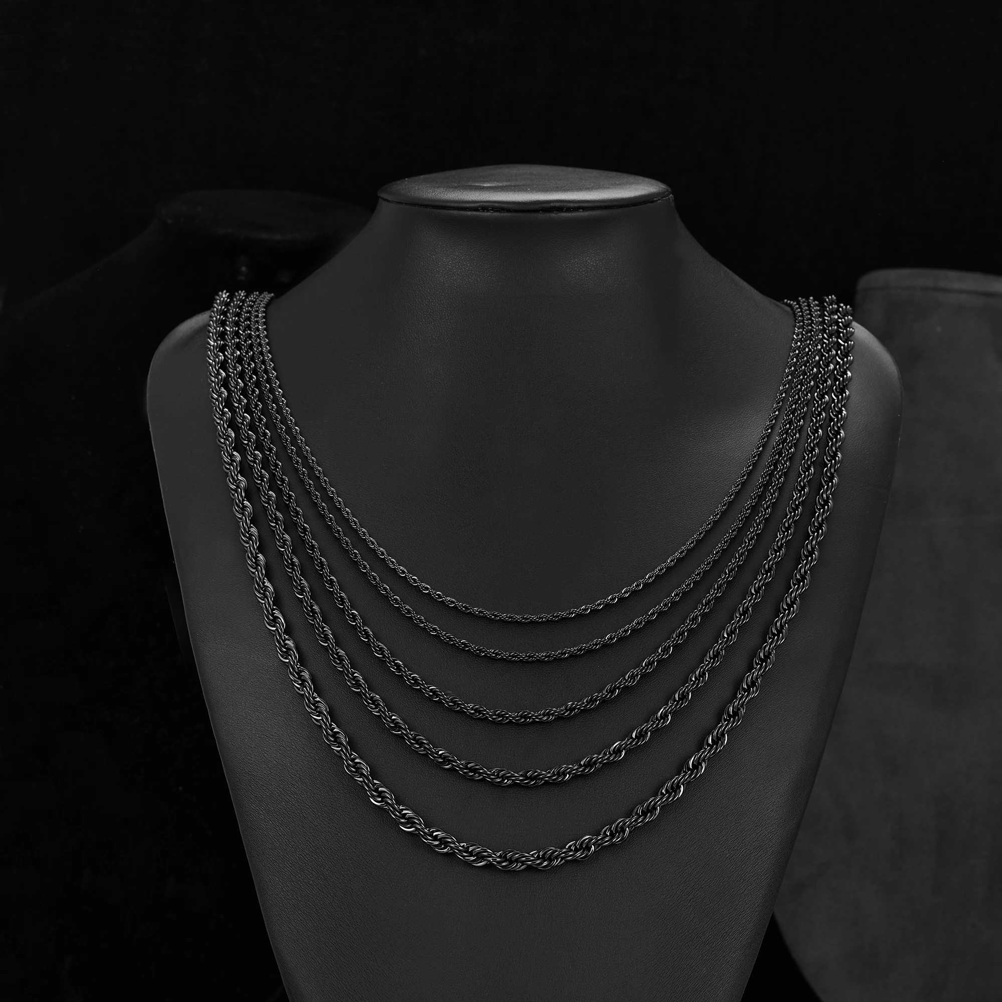 Цепочка из нержавеющей стали с черным покрытием длина 2/3/4/5/6 мм