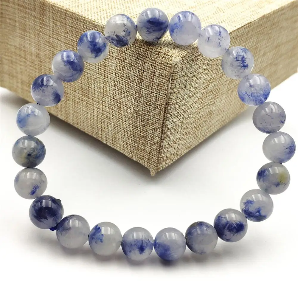 8 мм топ натуральный синий дюмортиерит кварц Rutilated Кристалл для женщин и мужчин