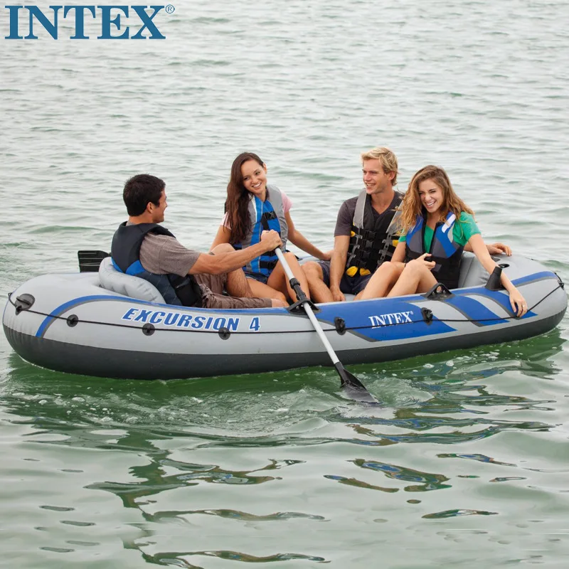 INTEX 68324 четыре человека используют Дрифтер надувная лодка утолщенная с веслом и воздушным насосом резиновая гребная рыбацкая лодка