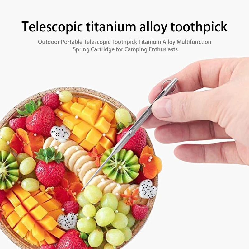 

Outdoor Portable Telescopic Toothpick Titanium Alloy Multifunction Spring Cartridge For Camping Enthusiasts