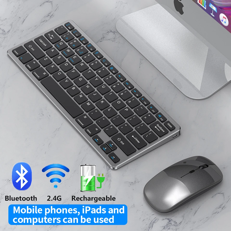 

Беспроводная Bluetooth клавиатура и мышь для Ipad, телефона, планшета, ноутбука, перезаряжаемая мини-клавиатура, мышь, комбо для Samsung, Xiaomi