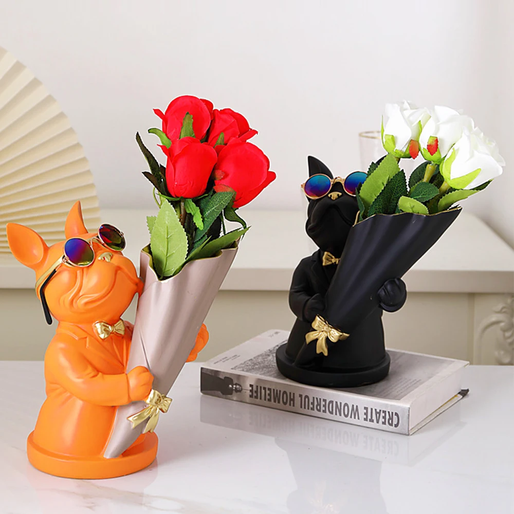 

Creative Bouquet Puppy Decoration Nordic Fashion Style Bouquet Dog Ornaments Furnishings TV Cabinet Decorations Home Decoration