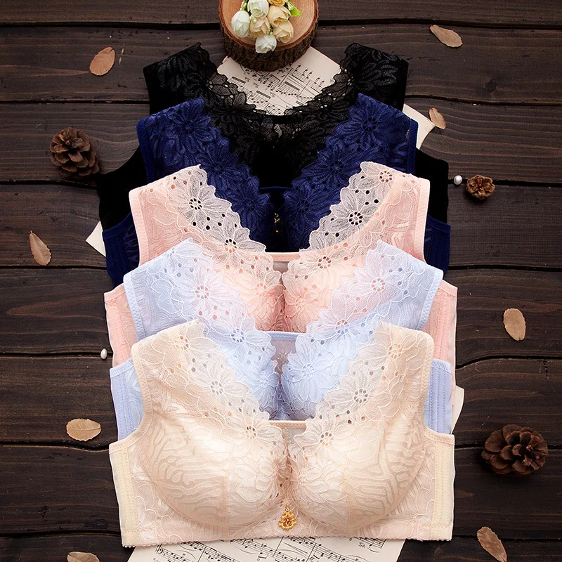 Сексуальный кружевной бюстгальтер большого размера тонкий без стального кольца