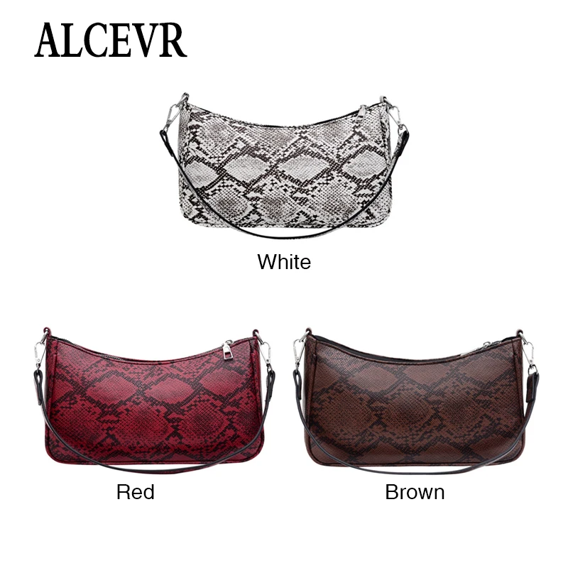 ALCEVR Serpentine PU Leather Small Messenger Bag Women Shoulder Bags Fashion Ladies Baguette Casual All-match Purse | Багаж и сумки