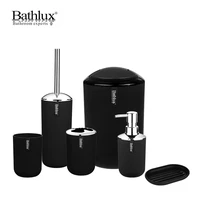 bathroom accessories set6 pcs plastic gift set%ef%bc%8cdecorative countertop and housewarming gift black