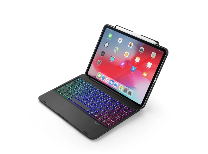 [Новинка] синяя зубная лапка Беспроводная клавиатура-чехол для iPad pro 11 дюймов, Премиум жесткий чехол+ 7 цветов подсветка+ умный сон/Wakeup