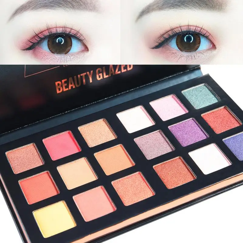 Beauty Glazed 18 оттенков блестящие тени для век Палитра матовые мерцающие пигментов