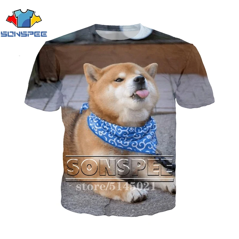 SONSPEE 3D принт Для мужчин Для женщин забавные Собаки Уход за кожей лица shiba Inu Doge Повседневное с О-образным вырезом Harajuku футболка Летняя футболка Молодежные Топы T011