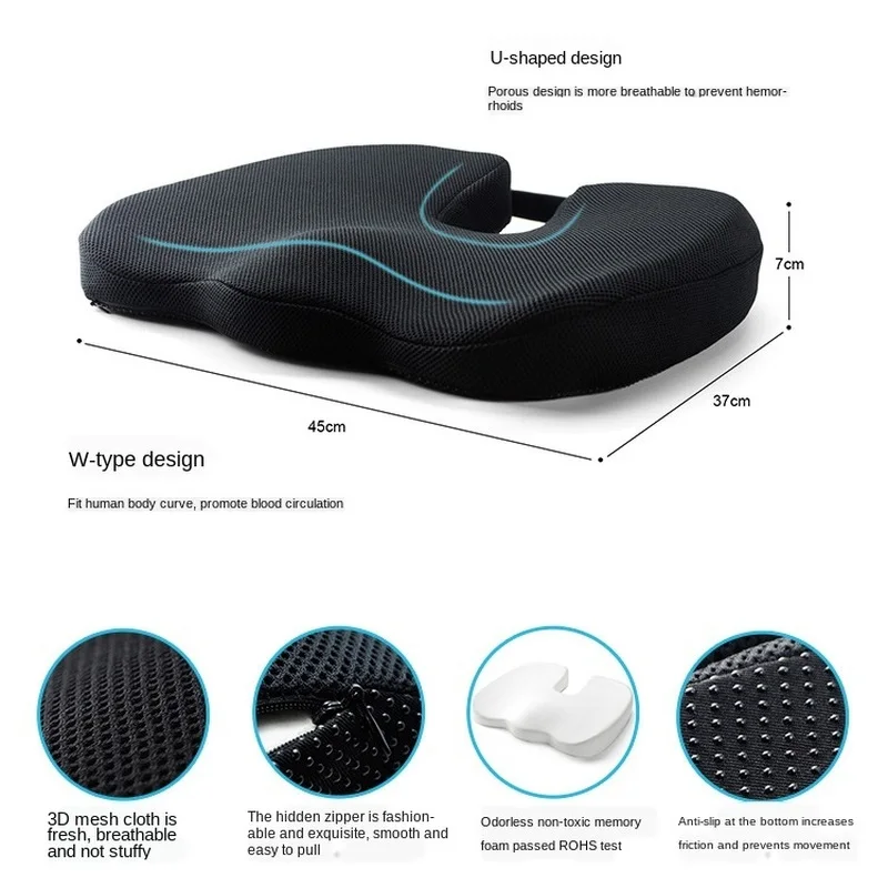 Comfort Seat Cushion Memory Foam Car Seat Cushion Set Slow Rebound Support Coccyx Pain Relief Office Chair Car Seat Cushion