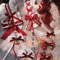 origional lolita hair band wine red lolita hair accessories soft girl daily life cos sweet harajuku strawberry berry hair clip