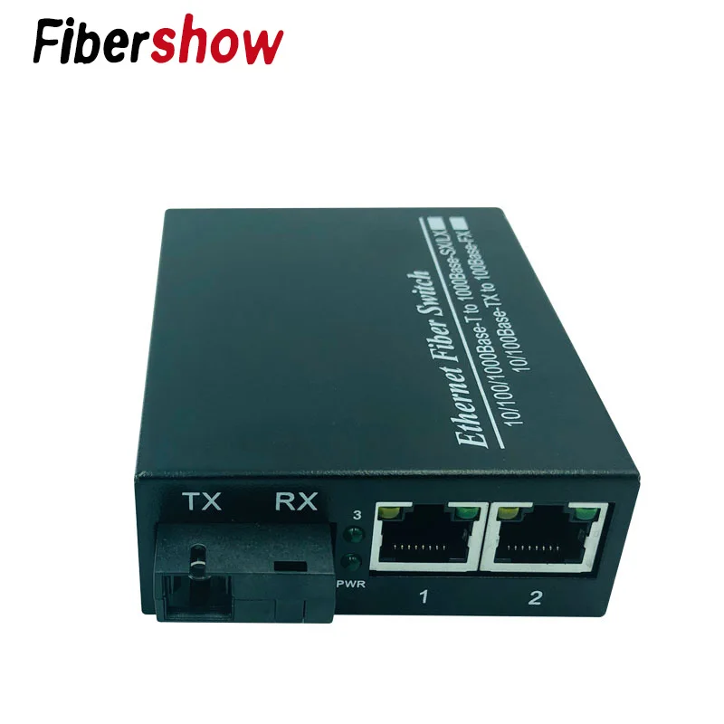 Ethernet волоконный коммутатор 2 RJ45 1 SC оптический медиа конвертер одномодовый порт