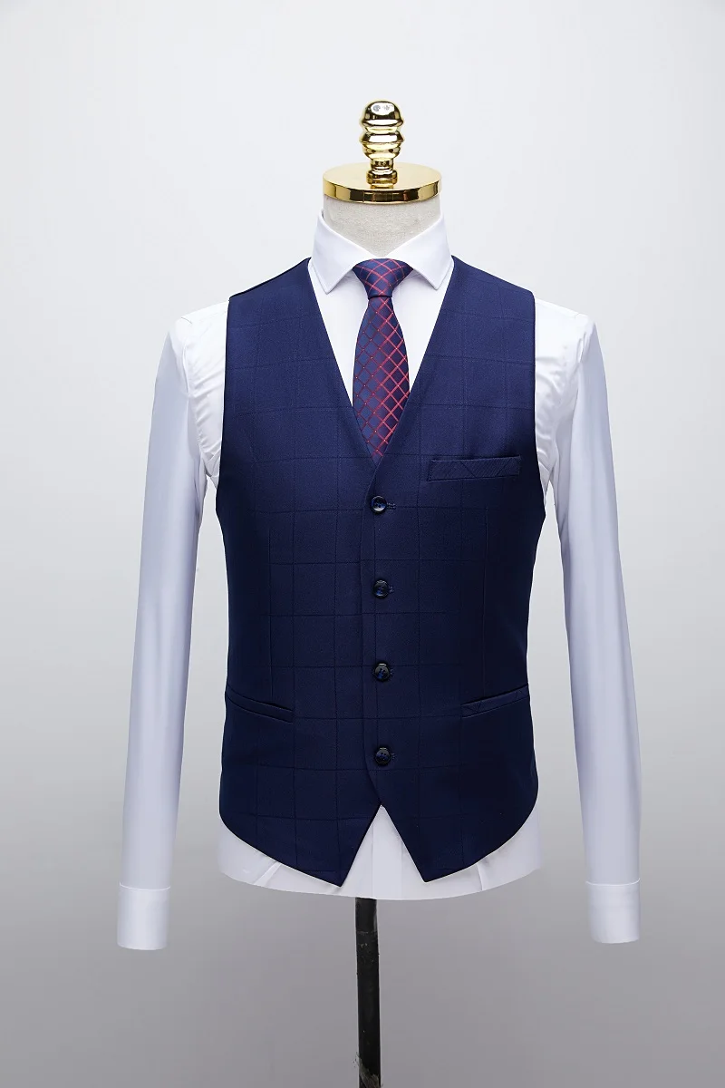 TIAN QIONG синий клетчатый костюм для мужчин люксовый бренд облегающие мужские