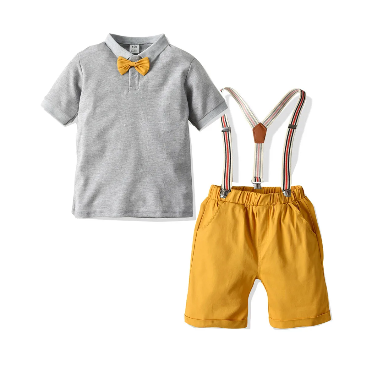 

Summer Boy's Clothing Suit POLO Shirt Bib Two-piece Bow Toddler Winter Clothes Clothes Set