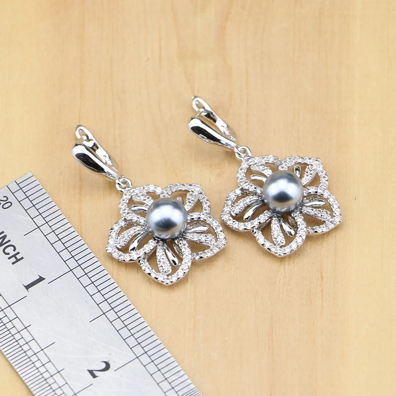 Милый 925 серебряные ювелирные изделия пресноводного жемчуга с Бусины набор