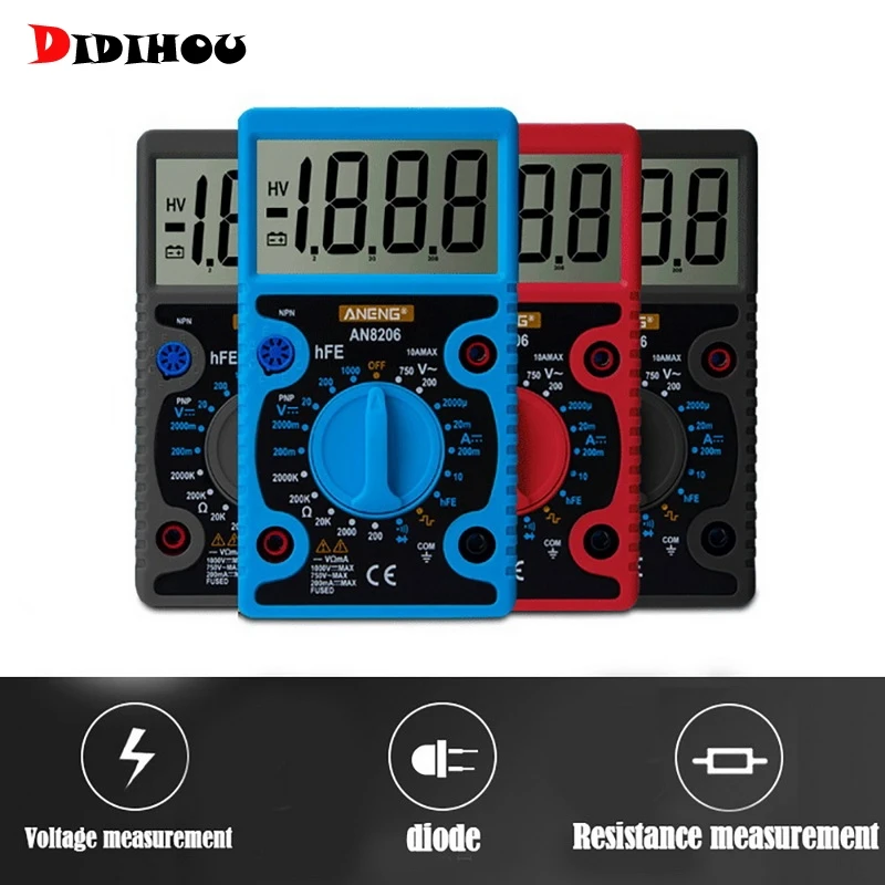DIDIHOU XL830L Ручной цифровой мультиметр с ЖК подсветкой Портативный AC/DC Амперметр