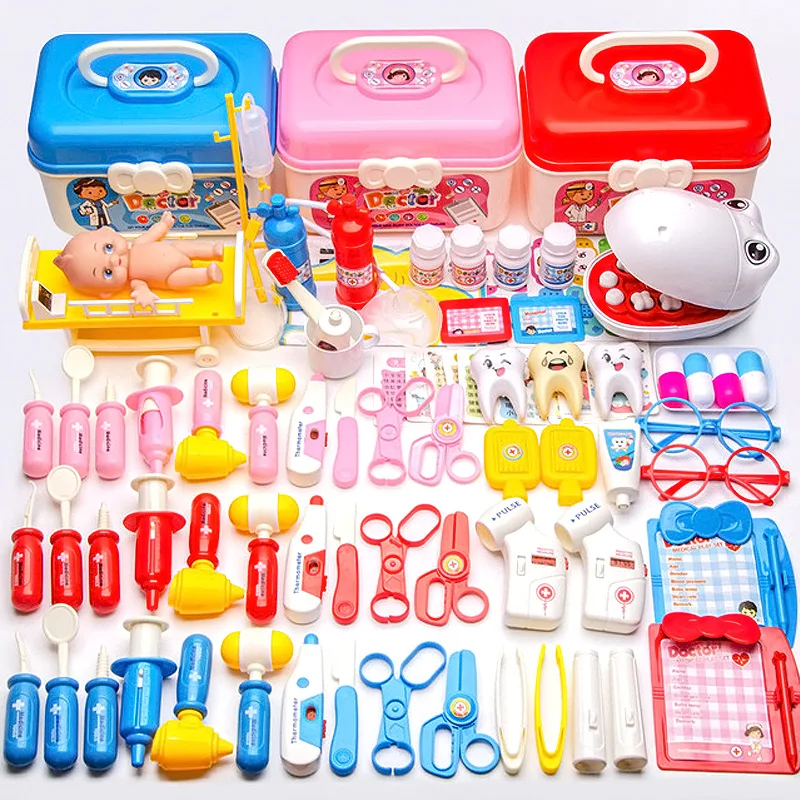 

Детские игрушки для ролевых врачей, набор, имитация медицинского оборудования, стетоскоп с коробкой для хранения, детские развивающие игру...