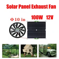 10inch solar exhaust fan air extractor 100w sun powered charging board solar cells mini ventilating chassis fan for farm poultry