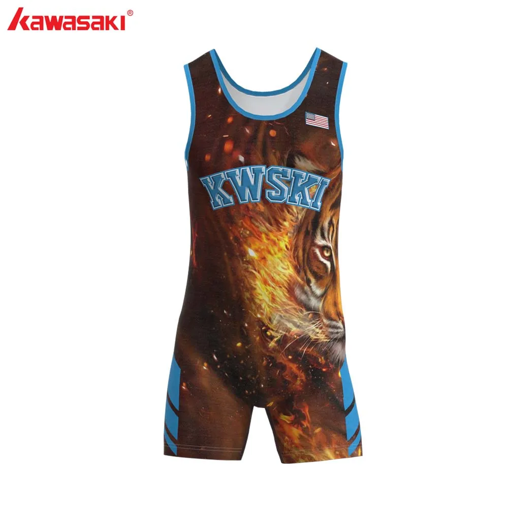 Kawasaki Sublimated Wrestling Singlet for Men and Youth, Power lifting and Exercise Equipment MMA Wrestling Cloth Underwear