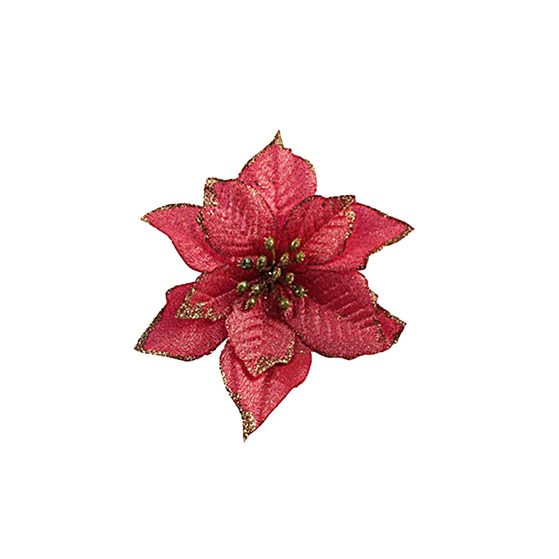 5 шт. рождественские украшения 13 см искусственные цветы блестки Poinsettia поддельные цветы для дома свадьбы Рождественская елка Декоративный цветок головы