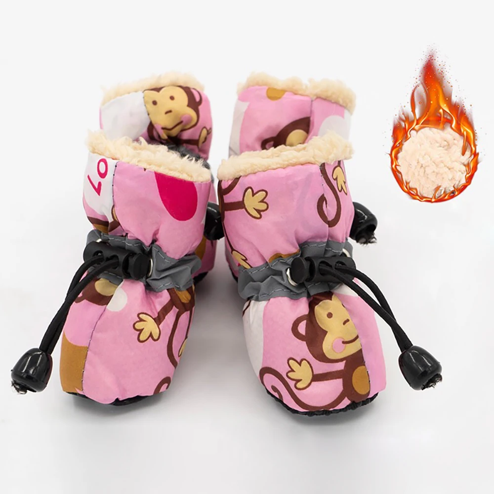 Зимняя теплая хлопковая шерсть домашних животных собак Обувь на резиновой